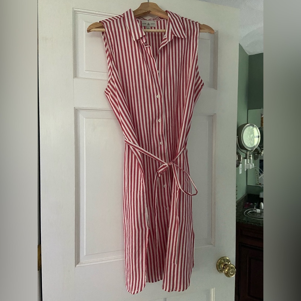 Red Striped Sleeveless Dress